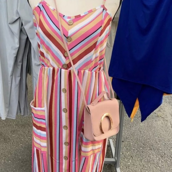 Boho stripped dress with front pockets - Picture 4 of 8